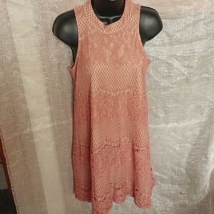 Dina Be Dusty Rose Lace Tank Dress S